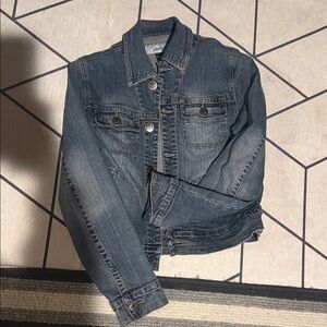 Classic Women's Denim Jacket - Dark Blue Wash